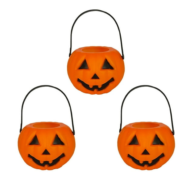 Seau Citrouille Halloween 2 Pcs/3 Pcs/4 Pcs / Petit Seau Citrouille en Plastique pour Enfants / Porte-Bonbons Réutilisable Durable / Panier Léger Halloween pour Fêtes Rangement pour Bonbons