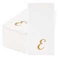 thumbnail image 3 of Luxenap Rectangle Gold Letter E White Paper Linen-Feel Guest Towel / Napkin - Air Laid, Cursive Font - 15 3/4" x 8" - 2000 count box, 3 of 10