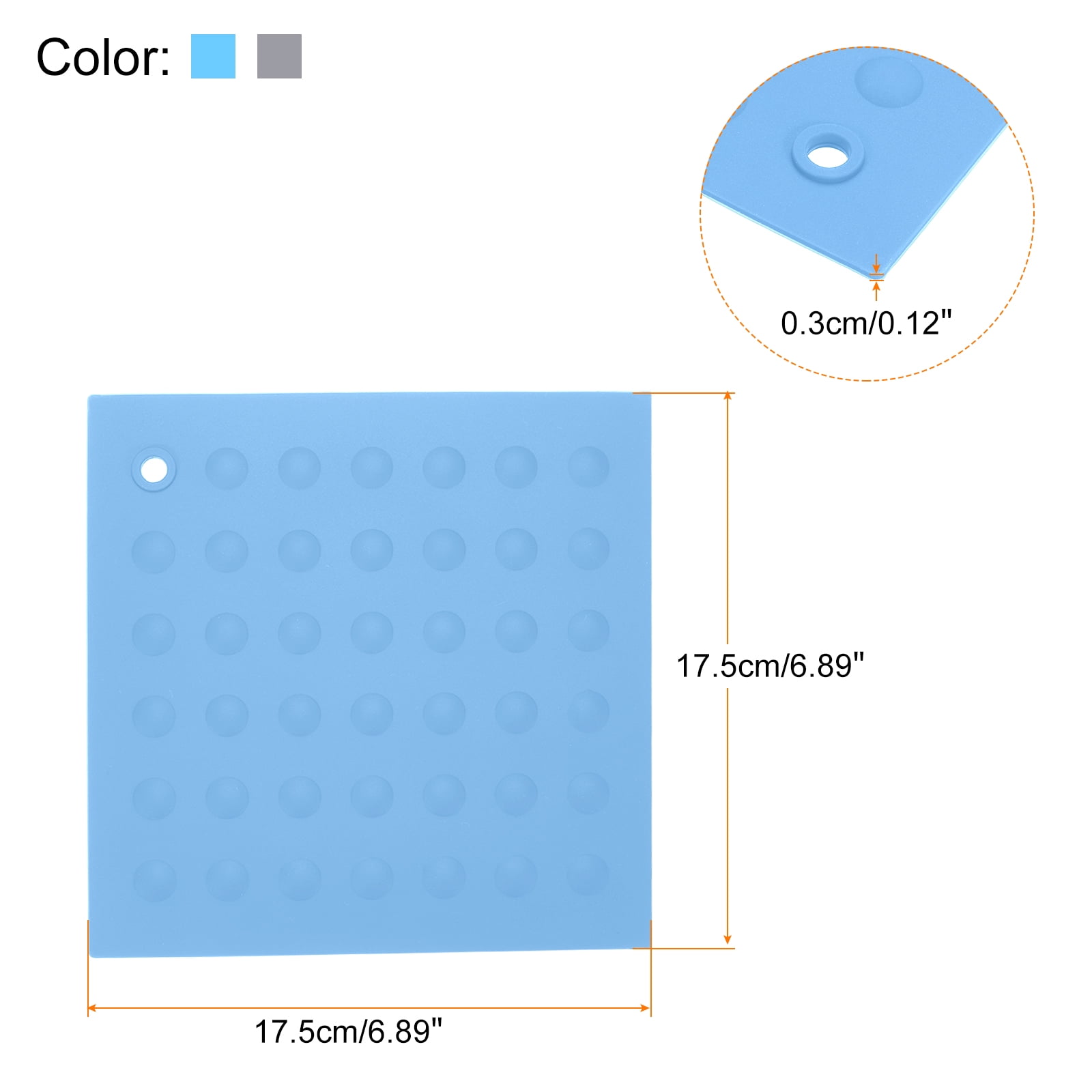 Unique Bargains Silicone Trivet Mats 10x1x10 inch Pot Coasters Sky Blue/Light Grey