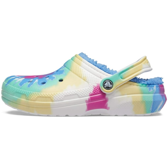 Crocs Men's and Women's Classic Tie Dye Lined Clog | Fuzzy Slippers, Pastel Tie Dye, 14 Women / 12 Men