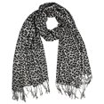 thumbnail image 1 of Peach Couture Animal Leopard Print Sheer Scarves Summer Shawls Wraps Fringes (Silver Grey), 1 of 1