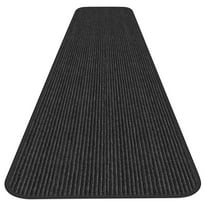 Indoor/Outdoor Double-Ribbed Carpet Runner with Skid-Resistant Rubber Backing - Smokey Black - 3' x 10'
