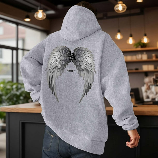 WILLBEST Sudadera con Capucha Informal con Estampado De Ángel De Invierno, Sudadera con Forro Suave y Bolsillo Frontal para Exteriores, Ropa De Calle Cómoda Chica