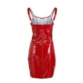 thumbnail image 3 of Robe Moulante en Faux Cuir Latex Dirndl pour Femmes Mini Robe de Cocktail de Fête, 3 of 4
