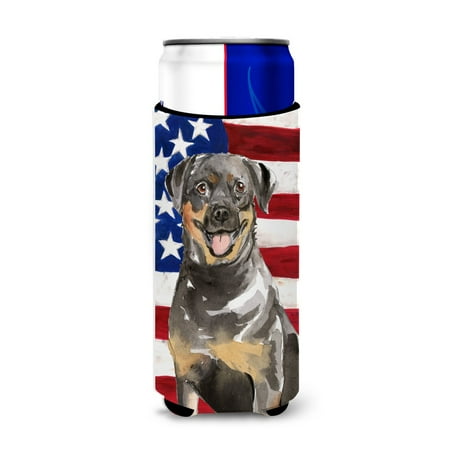 

Carolines Treasures CK1720MUK Patriotic USA Rottweiler Michelob Ultra Hugger for slim cans Slim Can multicolor