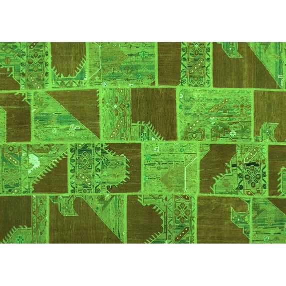 Ahgly Company Indoor Rectangle Patchwork Green Transitional Area Rugs, 5' x 8'