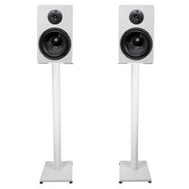Pair Rockville RockShelf 64W White 6.5" Home Bookshelf Speakers w/37" Stands