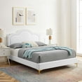 thumbnail image 2 of Platform Bed Frame, Rivet Nailhead, King Size, White, Velvet, Mid Century Bedroom, Modern Contemporary Boutique HB35447, 2 of 12