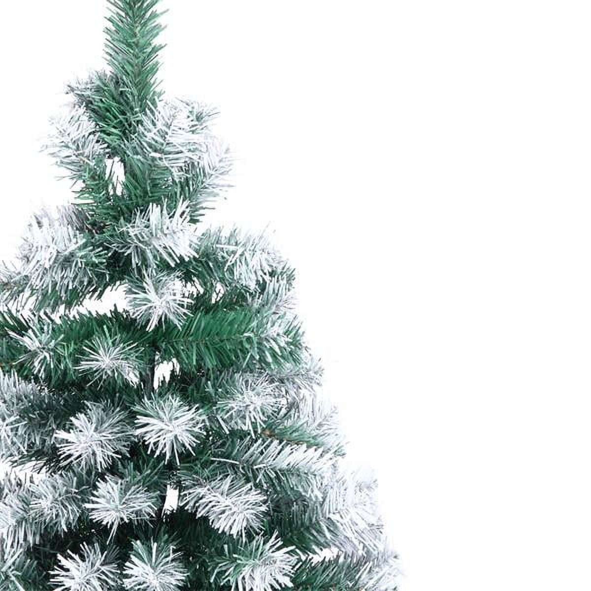 Alvantor 7 ft Unlit Artificial Christmas Tree with 870 Snow-Tipped PVC Branch Tips and 3-Screw Metal Stand, Green and White