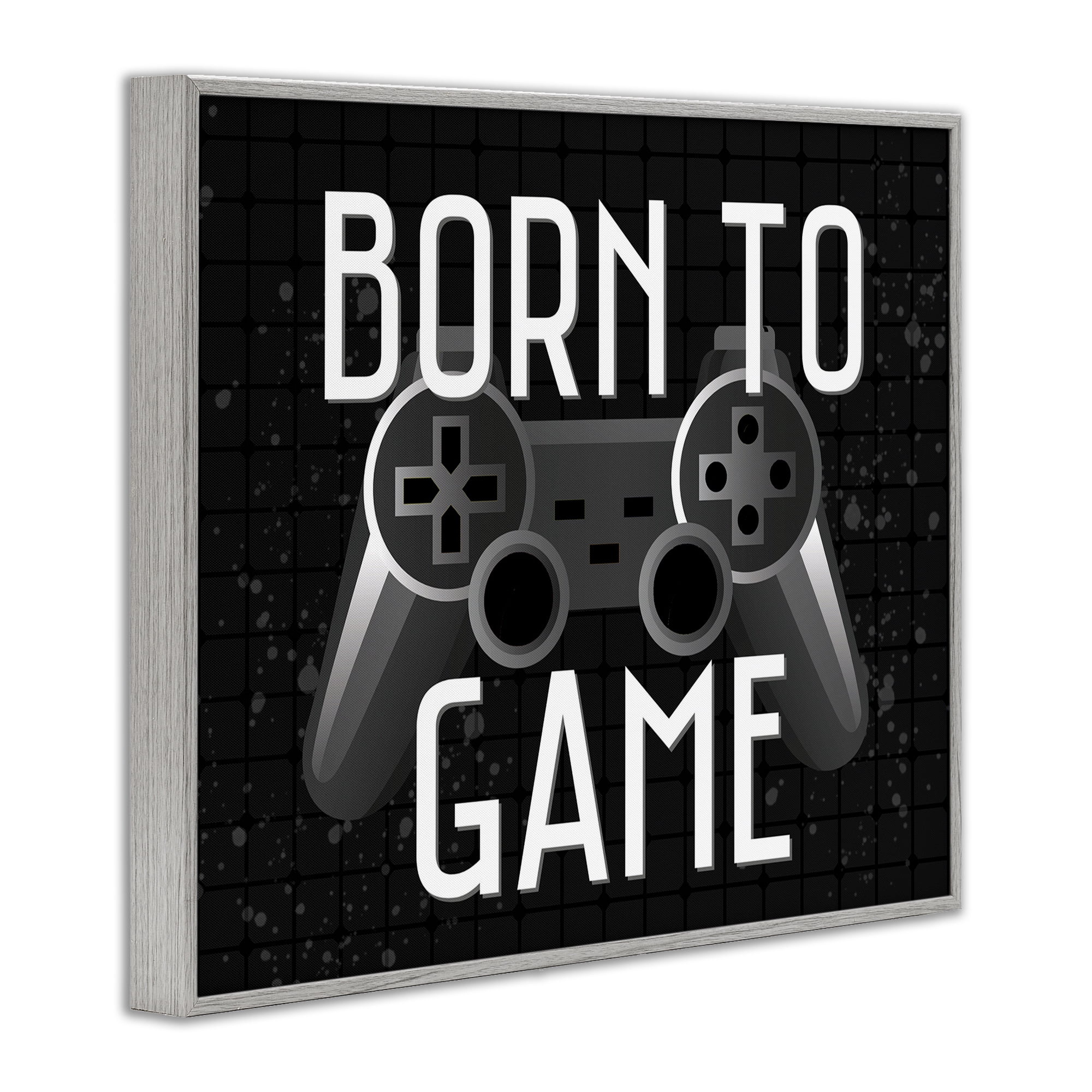 Stupell Industries Born To Game Retro Gray Framed Giclee Art, design by Kim Allen
