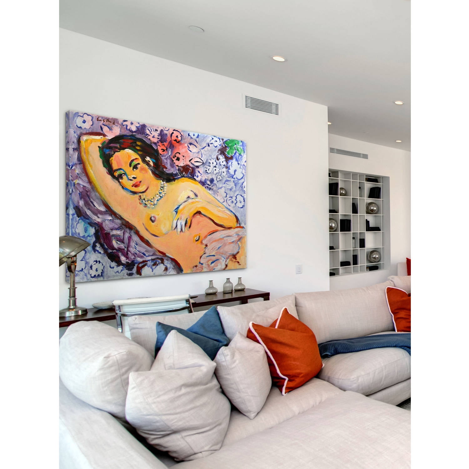 Marmont Hill "Figure with Pearls" by Wayne Ensrud Painting Print on Wrapped Canvas
