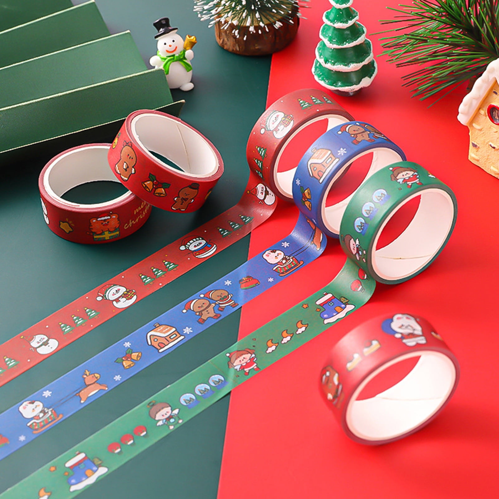 Craft Projects. Tree Decoration Scrapbooking Christmas Washi Tapes 48 Rolls-15mm Wide Masking Tape Set Covering Different Christmas Holiday Patterns for DIY Christmas Card Gift Packaging 