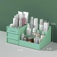 thumbnail image 2 of Gixusil Makeup Organizer, Cosmetic Box Jewelry Storage Tray with Drawers for Lotions, Eyeshadow, Nail Polish,Lipstick, Vanity Countertop Display Case for Bathroom with 2 Drawer 7 Compartment，Green, 2 of 7
