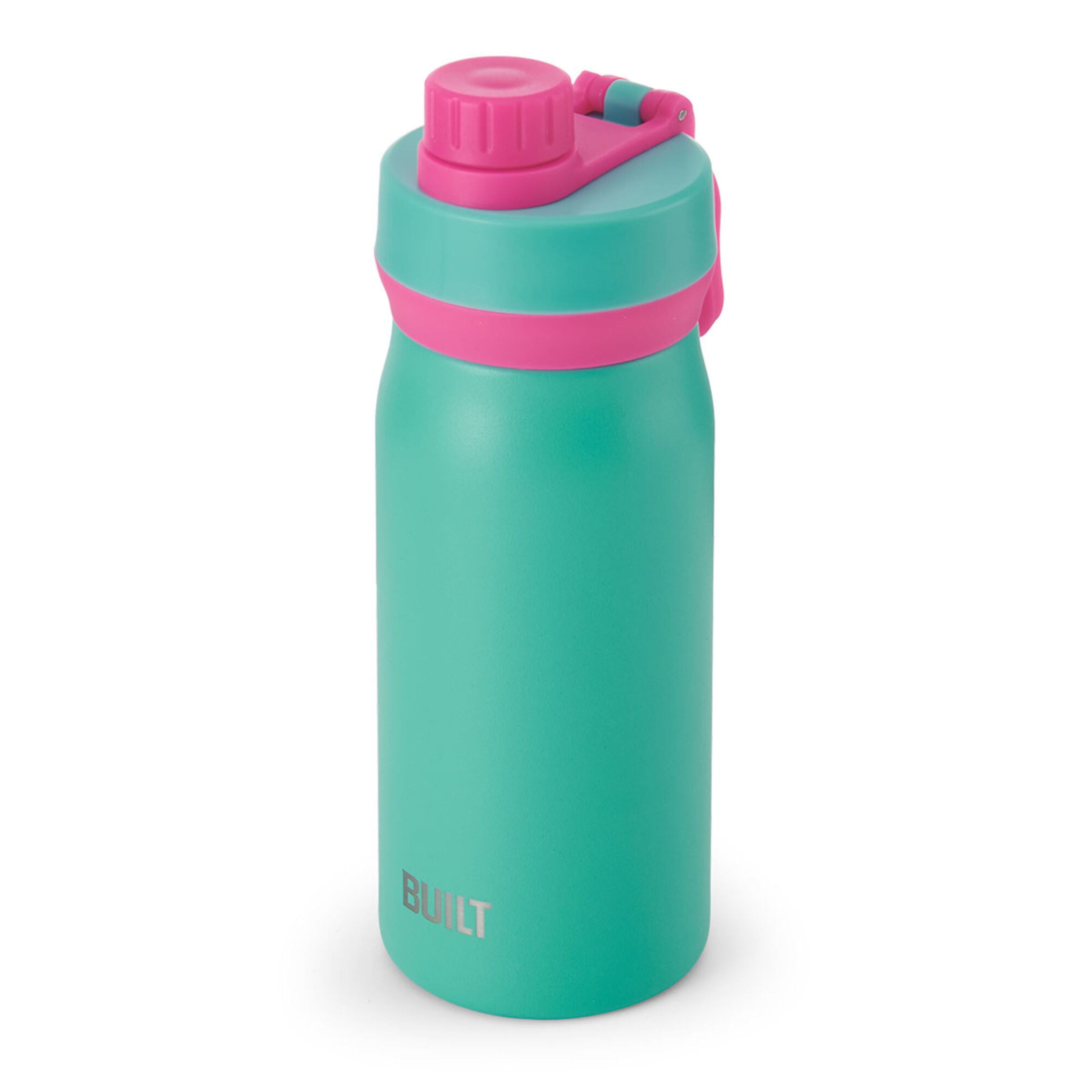 BUILT Cascade 16 oz Stainless Steel Kids Water Bottle with Leakproof Flip-Top Chug Lid, Mint