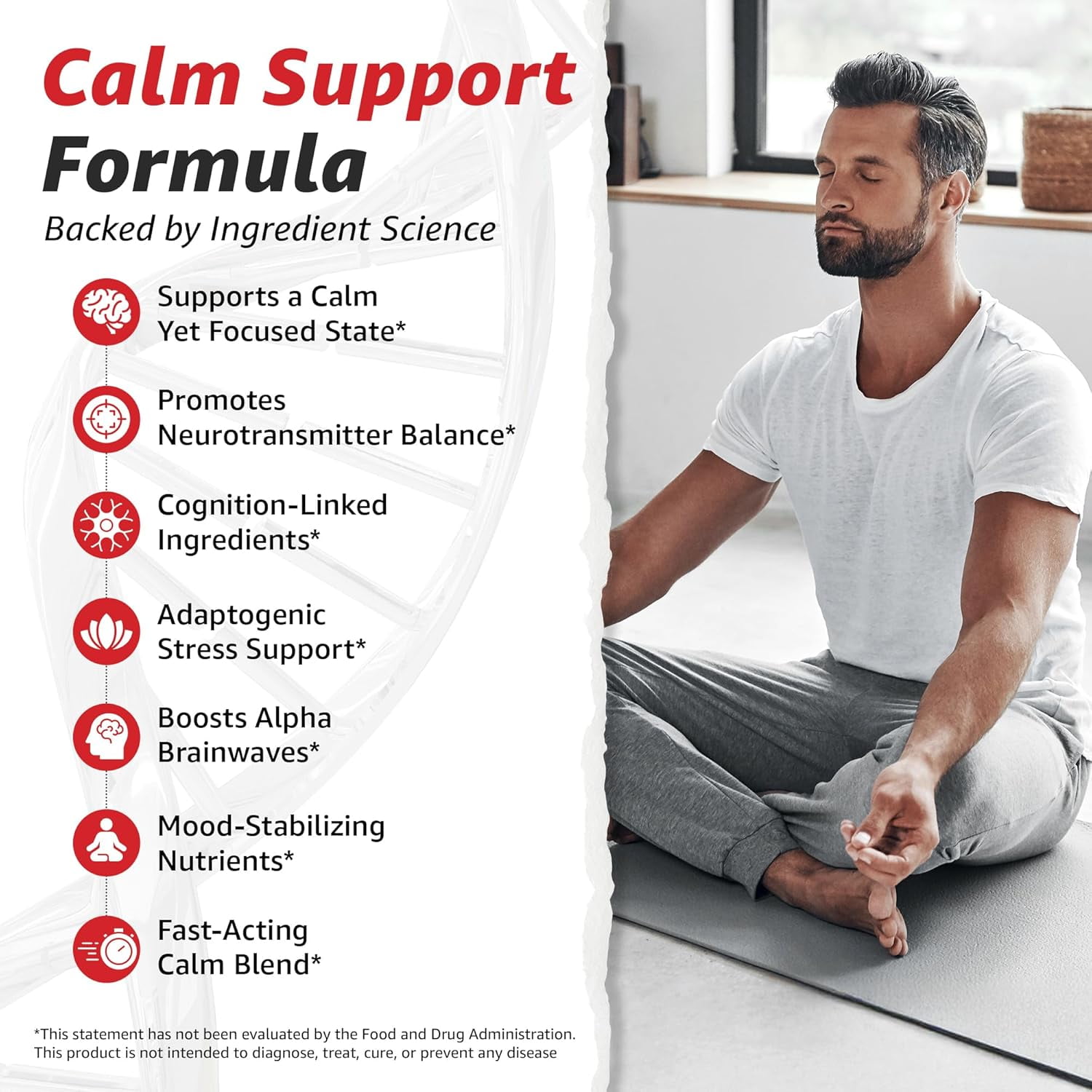 10X Health Calm - L-Theanine & GABA  Liquid Drops, Stress Relief Supplement, 2.03 fl oz.