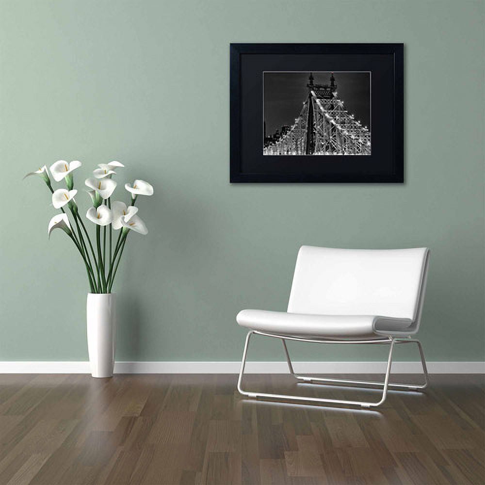 Trademark Fine Art "Queensborough Bridge" Canvas Art by David Ayash, Black Matte, Black Frame