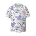 thumbnail image 3 of Goofa Lavender Flowers Printed Men's Casual Short-sleeved Shirt,Lightweight Breathable Button-down,Summer Casual men's top,Versatile Fashion shirt-4X-Large, 3 of 7