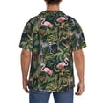 thumbnail image 3 of KLL Flamingos And Palm Leaves Print Men's Shirt Short Sleeve Button Down Summer Cuba Beach Shirts- XX-Large, 3 of 5