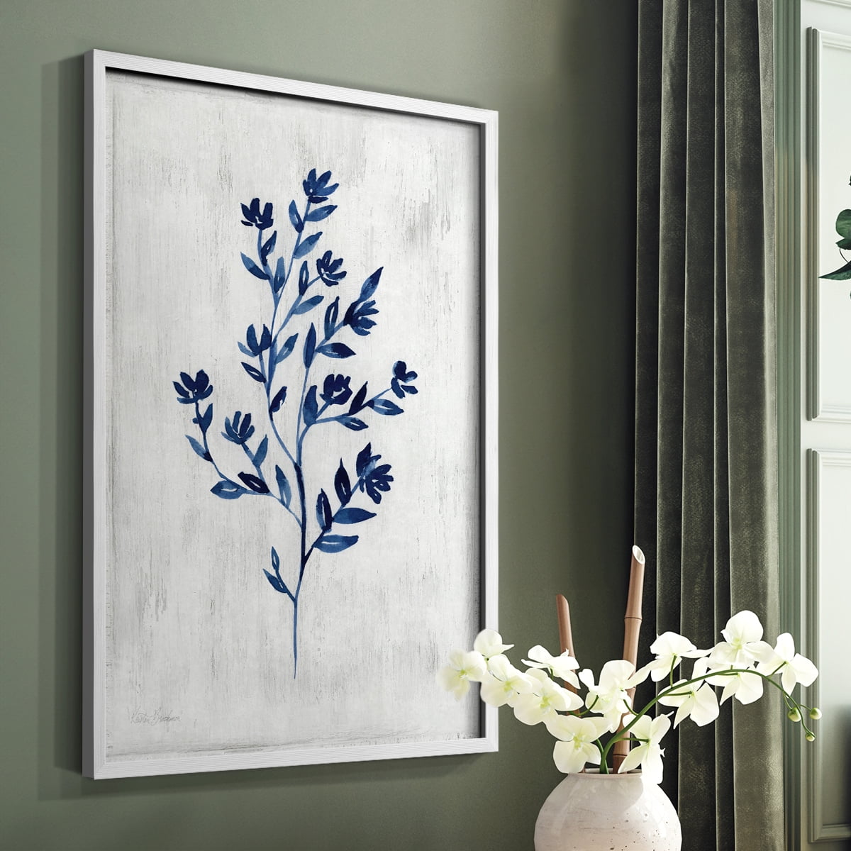 Wild Indigo II - White Framed Wall Art Print, Solid Wood Frame, 11" x 14", Ready to Hang