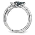 thumbnail image 2 of Sterling Silver Rhodium Plated Blue & White Diamond Hearts Ring - Size 6, 2 of 3
