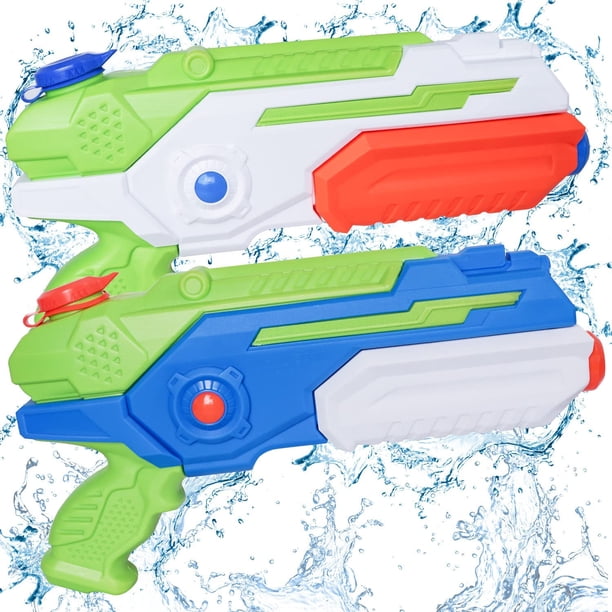 Paquete de 2 pistolas de agua, pistolas de agua de capacidad de 1000ML para niños y adultos, pistola de agua para playa al aire libre, rango de tiro de 10-12M de largo para regalo de niños y niñas