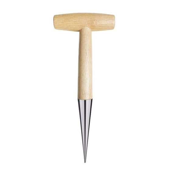 11" Stainless Steel Garden Dibber Bulb Planter with Wooden Handle, Bulb Planter Garden Hole Puncher Tool