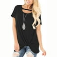 thumbnail image 2 of Pompotops T-Shirt Décontracté Col Rond pour Femmes Pull Slim Uni Manches Courtes T-Shirt Tops, 2 of 5