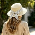 thumbnail image 2 of SGMVNU Sun Hats for Women, Fashion Back Bowknot Wide Brim Retro Flat Top Panama Boater Straw Hats Vacation Beach Hat Packable, One Size, White, 2 of 6