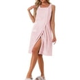 thumbnail image 4 of Inspire Chic Bata de baño para mujer, toalla de ducha, con tirantes, sin mangas, con botones y bolsillos, spa, color rosa, 4 of 6