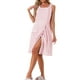 thumbnail image 4 of Inspire Chic Bata de baño para mujer, toalla de ducha, con tirantes, sin mangas, con botones y bolsillos, spa, color rosa claro, 4 of 6