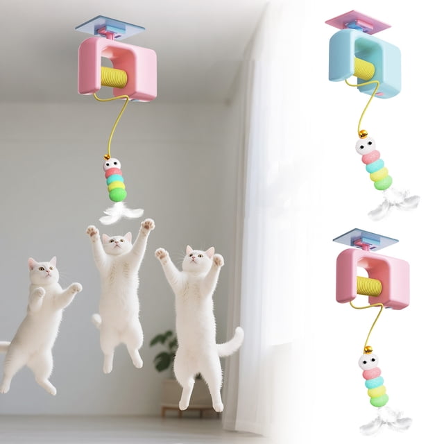 Uscallm 2Pcs Smart Door HangingToyfor Cats Interactive Electric Rechargeable Pet Teaser Automatic Motion Sensor Cat ExerciseToyIndoor Play