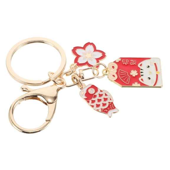 GOOHOCHY 1Pcs Cat Shape Key Ring Pendant Japanese Accessories Multi Color Bag Charms for Handbags and Backpacks