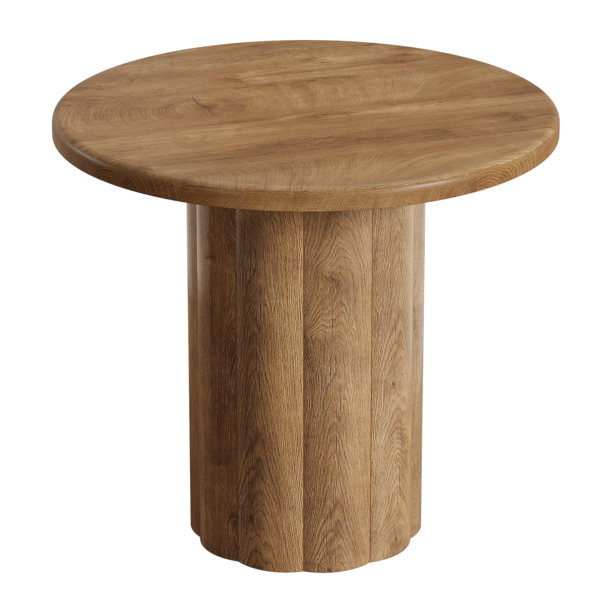 MAYEERTY 31.5 Inch Small Round Dining Table, Farmhouse Kitchen Dinner Table with Curved Wooden Latticed Base for 2 to 4 People
