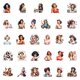 thumbnail image 5 of Pegatinas Retros Girls, vinilo impermeable, estilo anime, 54 unidades/lote, 5 of 5