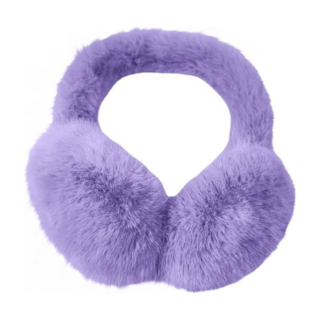 Breezora Warm Furry Foldable Winter Ear Muffs Windproof and Comfortable for Women Outdoor Ear Protection in Cold Weather Purple