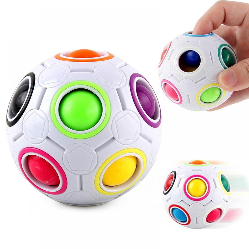 Rainbow Ball Toy for All Fidget Stress Relief Magic Speed Cube Brain Teaser 