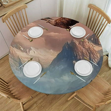 

SHERONV Eagle Mountain Fantasy Round Table Cover Stain Resistant Washable for Indoor Outdoor Tablecloth Kitchen Dining Wedding Parties 100% Polyester Waterproof Fabric Single-Sided Printing 31 -35