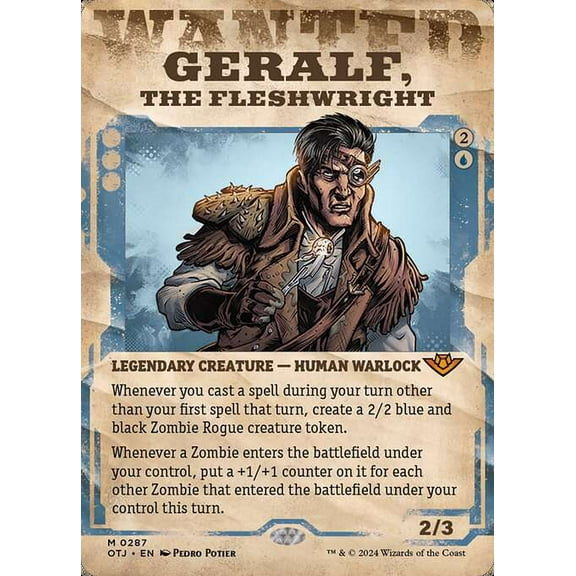 MtG Outlaws of Thunder Junction Mythic Rare Geralf, the Fleshwright (Wanted Poster FOIL) #287
