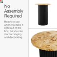 thumbnail image 7 of Round Fluted Accent Side Table - Drink Table - Living Room Furniture (Two-Tone Burl Wood Veneer with Black Base), 7 of 7