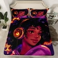 thumbnail image 2 of Erosebridal Ensemble de Draps Princesse Noir Simple, Ensembles de Literie Violets Taille Simple, Décor de Dessin Animé 3 Pcs, 2 of 7