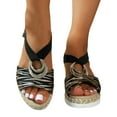 thumbnail image 4 of AXXD Black Wedge Sandals for Women 7 Summer Size Fish Mouth Roman Sandals, 4 of 7