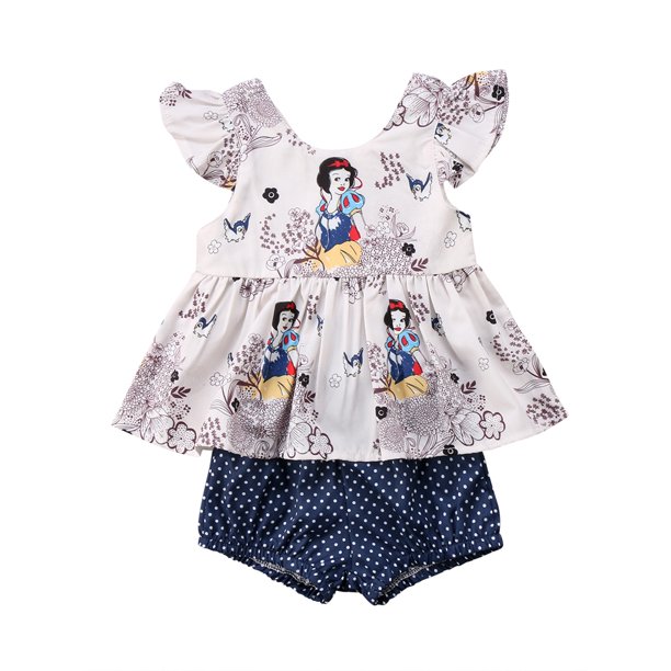Yinyinxull 2pcs Toddler Baby Girl Snow White Vest Tops Dress+Shorts