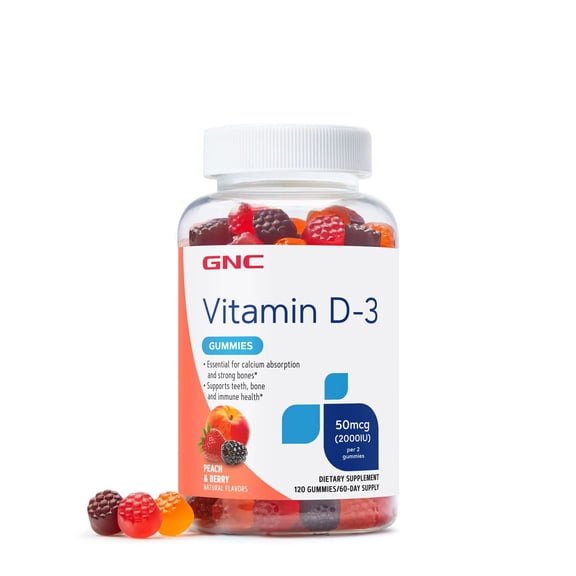 GNC Vitamin D-3 Gummies | Bone Health and Immune Supporting Benefits | 120 Gummies