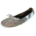 thumbnail image 4 of Dakaela Women's Flats Foldable Ballet Flat Shoes Bowknot Ballerina Round Toe Comfortable Lightweight Slip on Casual Mary Jane Dress Shoes Silver 8.5, 4 of 4