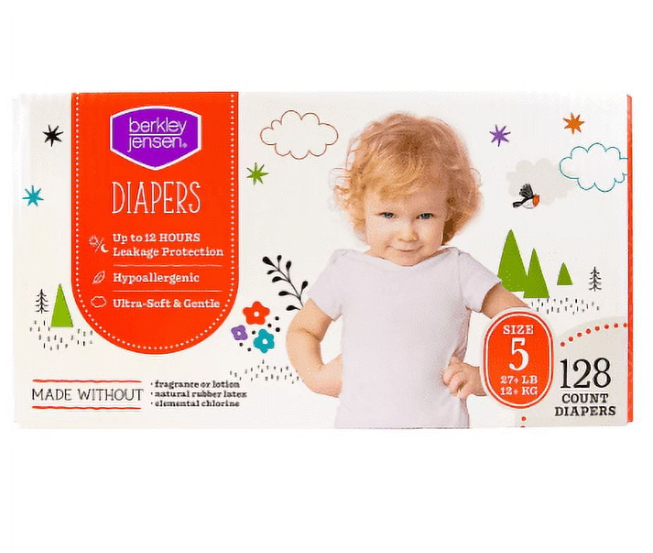 Berkley Jensen Diapers Size 5 (27+ LB) 128 Count