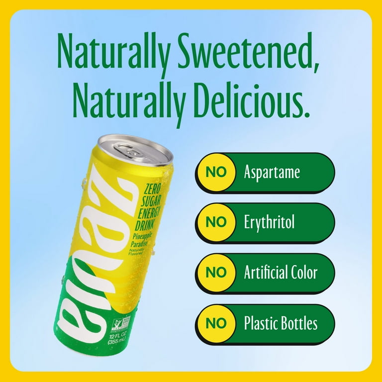 エナジーテラピ Zevia Zero Sugar, Pineapple Paradise Energy Drink, 12 Fl Oz (Pack