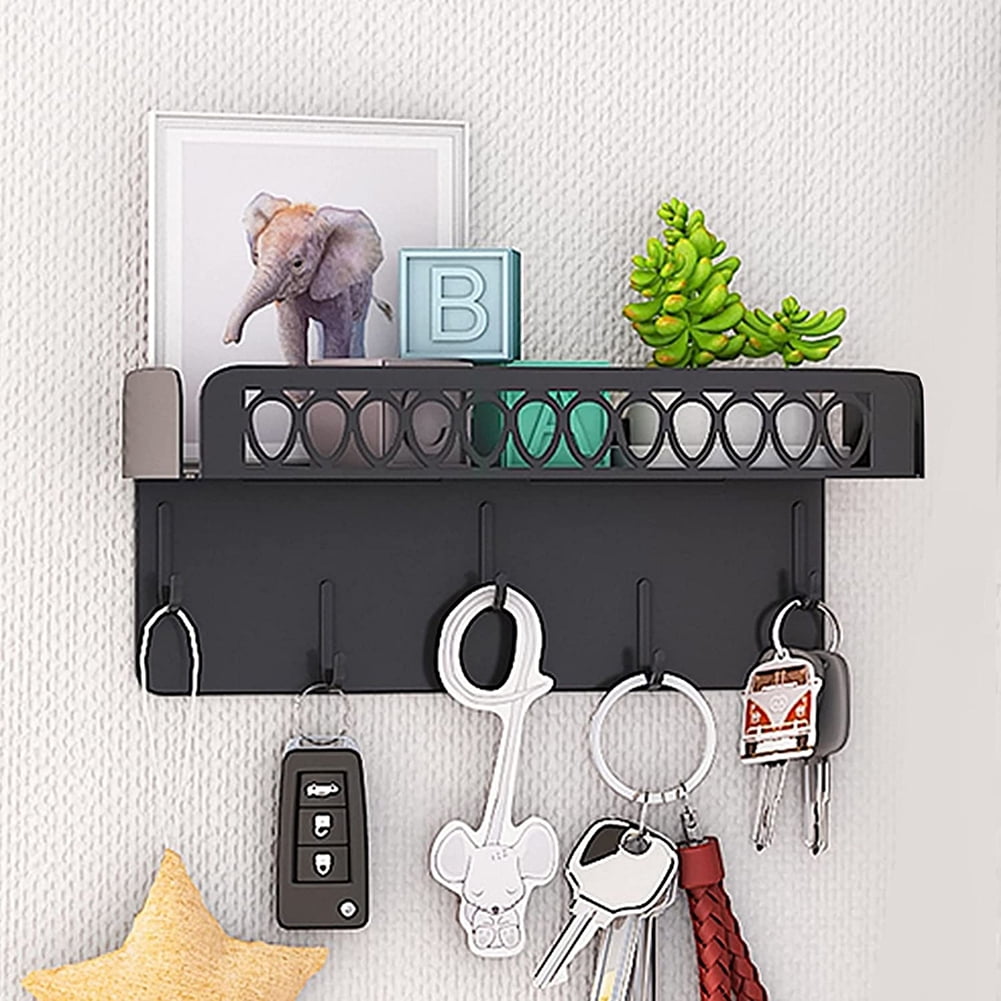 Kadyn Wall Mounted Key Hangers, Black Key Holder for Wall Decorative, Wall Mounted Mail Organizer for Entryway Mudroom Hallway Office