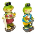 thumbnail image 5 of Frog Statues Figurines Surfer Garden Home Shelf Decor Collectible Hawaiian Polynesian Style Dressed Party Wedding Indoor Outdoor 5" H (Set of 2 Standing Figurines), 5 of 5