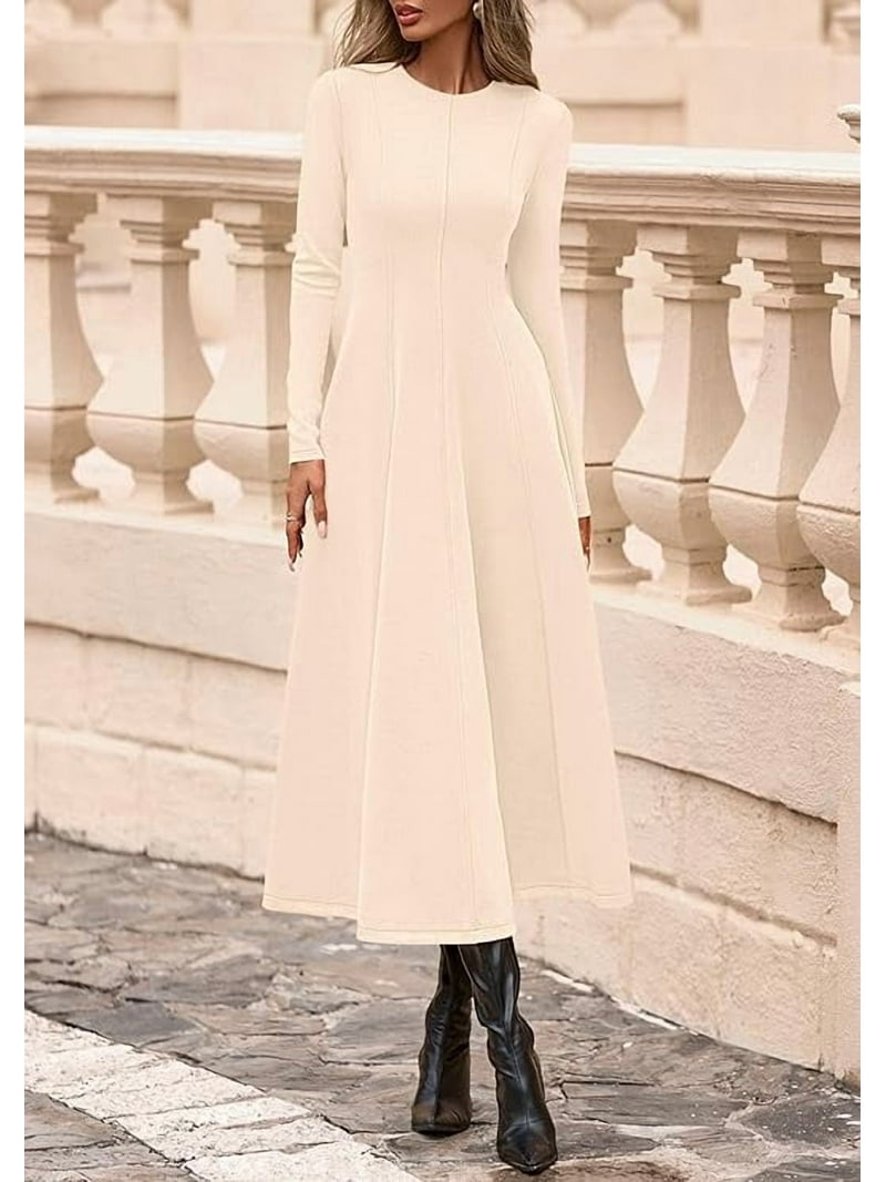 PRETTYGARDEN Cocktail Dresses for Women 2025 Elegant Classy Fall Long Sleeve Midi A Line Flowy Modest Winter Party Dress
