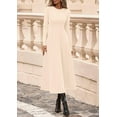 thumbnail image 3 of PRETTYGARDEN Women's Fall Long Sleeve Midi Dress Casual Elegant Ruffle Flowy A Line Swing Cocktail Party Dresse, 3 of 8